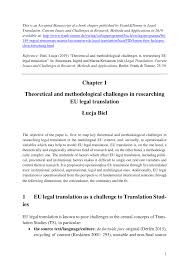 Pdf Theoretical And Methodological Challenges In Researching Eu Legal Translation