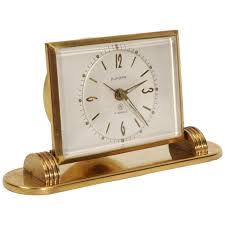 A mid 20th century banjo form wall barometer with clock. Mid Century Modern Desk Clock Jewelled 8 Day German Movement By Europa For Sale At 1stdibs
