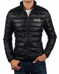 Ea7 Ea7 Emporio Armani Down Jacket Black Gold Logo Leather Jacket Men Style Best Leather Jackets Emporio Armani