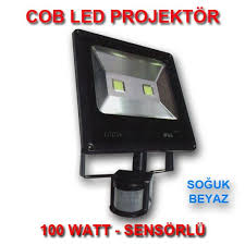 Led Projektor Cob Sensorlu 100 Watt Soguk Beyaz Projektor Led Lamba
