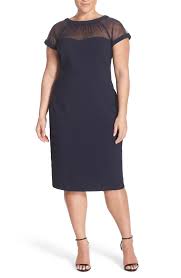 Maggy London Illusion Yoke Crepe Sheath Dress Plus Size Plus Size Dresses Plus Size Black Dresses Midi Dress Plus Size
