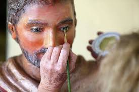 Battered nativity scene, a town's tradition, getting spruced up