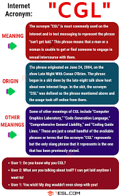 Cgl Meaning What Does Cgl Stand For With Useful Examples 7 E S L Other Ways To Say English As A Second Language Learn English