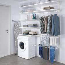 Boaxel 2 Section Shelving Unit White Ikea Laundry Room Layouts Laundry Room Storage Stacked Laundry Room