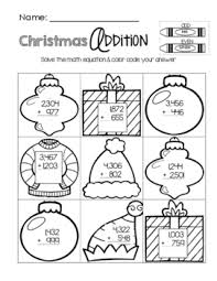 Great worksheet for winter/holliday activity. Solve And Color Christmas Worksheets Teaching Resources Tpt