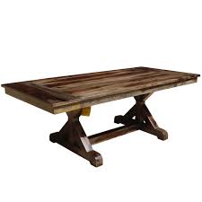 Nice rustic look farmhouse dining table, l made my self, from old barn wood. Antwerp X Base Solid Wood Rustic Extendable Farmhouse Dining Table