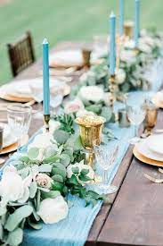 First, was our upcoming trip to tuscany to visit our daughter who's studying there and, second, was the italian recipe salad plates that we had received as a gift some time ago. French Themed Table Setting For A Wedding Features A Floral Garland Runner Pc Tony George Pho Wedding Table Garland Green Themed Wedding Floral Table Setting