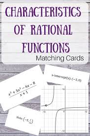Characteristics Of Rational Functions Matching Activity No Slant Asymptotes Rational Function Matching Cards Function