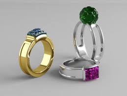 Rings With Gemstones Free 3d Model 3d Model Free Jewelry Rings