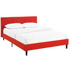 This bed fame with steel construction provides a sturdy foundation for box springs and mattress. Langley Modern Red Full Size Platform Bed Eurway
