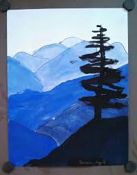 1st 3rd Winter Mountains Elementary Art 3rd Grade Tints And Shades Landscape Blue Ridge Mountains Art Te Winter Art Projects Homeschool Art Elementary Art