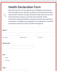 Simplify tracking patient responses and guide staff when to ask patient. Health Declaration Form Template Jotform