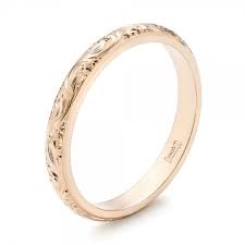 Custom Rose Gold Hand Engraved Wedding Band Josephjewelry Hand Engraved Wedding Band Wedding Band Engraving Pink Morganite Engagement Ring