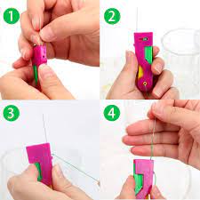 Made from aluminum with a wire bow. Threadmax 5 Pcs Set Automatic Needle Threader Tool For Sewing Quilting Quiltssupply