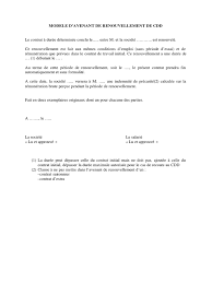 Pour rappel, la période d'essai en cdd est variable et dépend de la durée du contrat de travail. Avenant De Renouvellement De Cdd Programmes Sociaux Travail