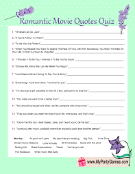 Read on for some hilarious trivia questions that will make your brain and your funny bone work overtime. Bridal Shower Romantic Movie Quotes Quiz
