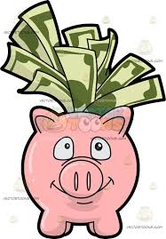 A Piggy Bank Filled With Dollar Bills Piggy Bank Piggy Pink Piggy Bank