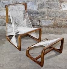 Lot Art Danish Modern Style String Chair With Footrest The chair is ideal for contemporary as well as modern home interiors.