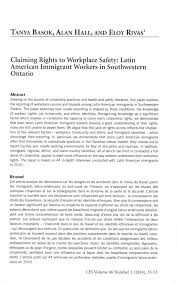 The council provided thoughtful advice to help create a strategy that represents ontario's health and safety needs. Pdf Claiming Rights To Workplace Safety Latin American Immigrant Workers In Southwestern Ontario Tanya Basok Academia Edu