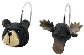 Black Bear Shower Curtain Hooks Moose And Bear Shower Curtain Rings Bear Bathroom Decor Moose Decor Cabin Decor