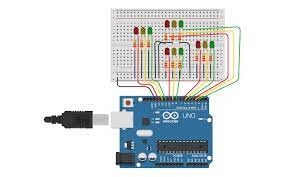 4 led warna merah 2. 4 Way Traffic Lights Tinkercad