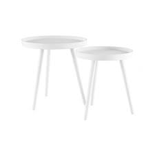 A set/pair of modern or minimalist style white granite marble nesting or end tables. Nesting End Tables With Tray Top Lavish Home Target