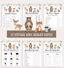 Virtual Baby Shower Games Woodland Virtual Baby Shower Zoom Etsy