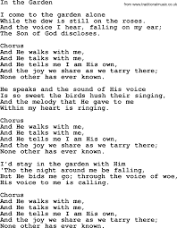 Baptist Hymnal Hymn In The Garden Lyrics With Pdf Hymns Lyrics Christian Song Lyrics This Is Gospel Lyrics