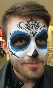 Der verkauf unterliegt der differenzbesteuerung , die umsatzsteuer wird gemäß. Sugar Skull For Man With Beard Black Blue Web Halloween Schminken Mann Manner Make Up Schminkzeug