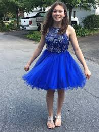 H46 Halter Royal Blue Short Mini Homecoming Dress Sleeveless Straps Beading Homecoming Dresses Mini Homecoming Dresses Dama Dresses Royal Blue Dress Short
