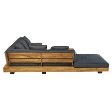 Salon De Jardin 4 6 Places En Acacia Massif Et Toile Gris Anthracite Porto Rico Maisons Du Monde Garden Sofa Sofa Design Patio Furniture Sets