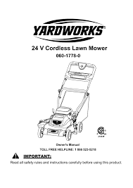 User manuals, yardworks lawn mower operating guides and service manuals. 24 V Cordless Lawn Mower Manualzz