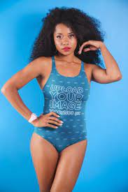 Download Placeit Mockup Of A Bold Serious Woman With Kinky Hair Wearing A Swimsuit