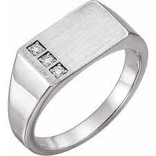 14k White 1 10 Ctw Diamond 15x10 Mm Rectangle Signet Ring In 2022 Diamond Signet Ring Rings For Men Signet Ring Men
