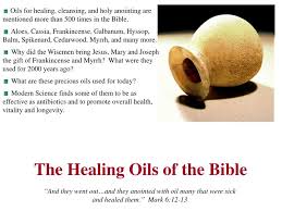 Aaron and his sons were anointed with oil when they were consecrated to serve as priests for god (exodus 30:30). Ppt The Healing Oils Of The Bible Powerpoint Presentation Free Download Id 995746
