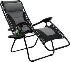 Taoup universal zero gravity chair cup holder, 2 pack large replace tray for zero gravity lounge chairs, big clip side table with mobile device slot, snack tray and water cups (2 pack, black). Amazon Com Phi Villa Padded Zero Gravity Lounge Chair Patio Adjustable Reclining With Cup Holder For Outdoor Yard Porch Grey Garden Outdoor
