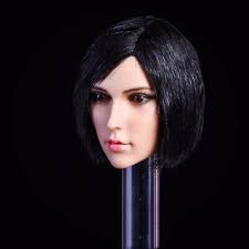 1/6 Female Head Sculpt Sha Black Hair for 12" Female PHICEN SUNTAN Figure  Body