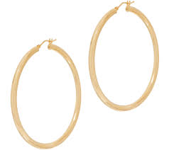 New (2) from $199.00 + free shipping. 2 Large Polished Round Hoop Earrings 14k Yellow Or White Gold Qvc 3mm By 50mm Ebay