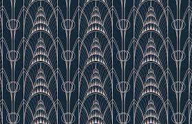 Create An Opulent Theme That Oozes Glamour With This Dark Blue Art Deco Wallpaper Inspired By The Chrysler Building Buy Now W Blue Art Pink Art Deco Art Deco