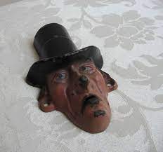 Vintage Wilton Bottle Opener Man With Top Hat Gothic Steampunk Cast Iron Head Wall Mount Collectible Novelty Bar Wall Decor Bar Wall Decor Vintage Wall Bar