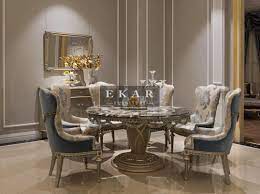 Dining room furniture like dining tables and dining sets, dining chairs, dining benches, barstools, bar carts and dining chair cushions all from at home. Ekar Furniture Round Marble Table Dining Table Luxury Furniture Dining Room Furniture Sets Dining Room Furniture Design Contemporary Dining Room Furniture