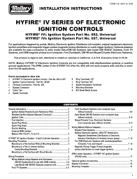 I still think wire is exposed to metal and draining battery but what about ignition switch? Mallory Hyfire Iv Series Installation Instructions Manual Pdf Download Manualslib