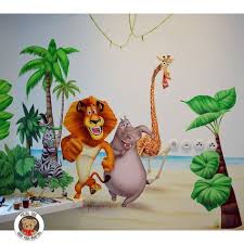 Madagaskar Duvar Boyama Bebek Ve Cocuk Odasi Icin Duvar Resmi Madagaskar Hayvanlari Duvar Sanati 2020 Mural Painting Sanat