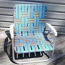vtg aluminum blue webbed low profile folding chair patio patio chairs folding beach chair chair