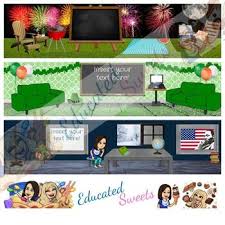 Display with metal grommets, stands or adhesives Google Classroom Bitmoji Banner Monthly Holidays Months 12 Headers