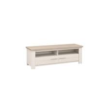 Meuble Tv 2 Niches 2 Tiroirs Blanc Et Naturel Cassandre Mobilier De Salon Meuble Meuble Tv