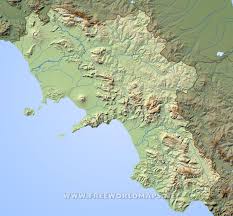 Map of campania area hotels: Campania Physical Map