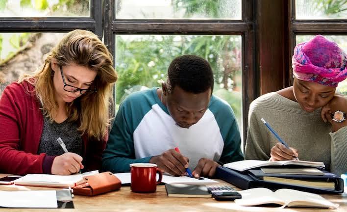 Students studying together