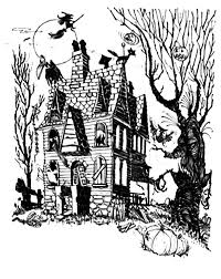 The children can add all the details of the house before colouring the picture in. Witch Live In Haunted House Coloring Pages Coloring Sun