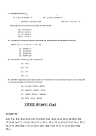 And also, correspondingly they need o. Viteee 2019 Chemistry Question Paper With Answer Key